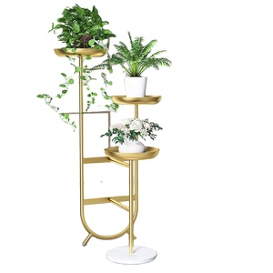 2024 última llegada Premium jardín al aire libre macetas de Metal soporte para macetas flor interior planta pantalla soporte de pie en oro - Product Image 1
