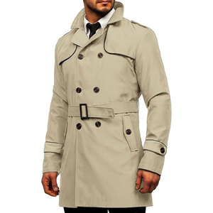 Gabardina Clásica de Manga Larga para Hombre, Impermeable y Resistente al Viento, de Longitud Media, para Negocios, Oficina, Viajes, Aire Libre y Uso Diario - Product Image 1