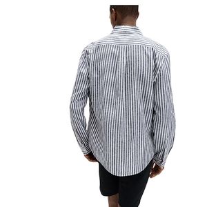 Chemise décontractée rayée en mélange de lin et de coton pour homme – Légère, respirante, boutonnée, idéale pour la plage en été - Product Image 3