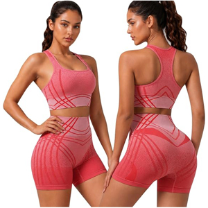 Custom Women Activewear Set <b>Seamless</b> Sports Bra with High Waist Fitness <b>Shorts</b> <b>Gym</b> Workout Athletic Two Piece Tracksuit - Product Image 5