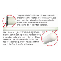 Tige d'affûtage en céramique blanche anti-casse écologique 16 mm Mohs 9 pour boucher, avec manche en bois de hêtre et anneau de suspension en acier inoxydable