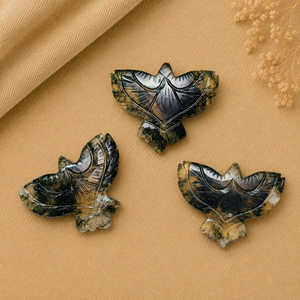 <b>Moss</b> <b>Agate</b> Eagle Carving 30mm Handmade Gemstone Sculpture Pendant for Jewelry Making Decor Craft Wholesale Suppliesdant - Product Image 2