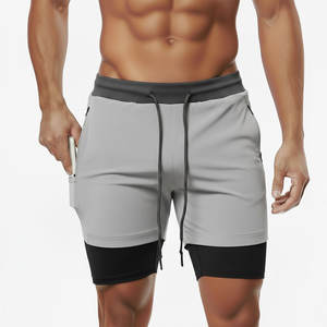 Pantalones Cortos Deportivos de Compresión 2 en 1 para Hombre, Transpirables, de Poliéster, con Bolsillo, para Gimnasio, Entrenamiento, Running - Product Image 5