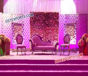 Amazing Indian Engagement Stage Leather Panels Wedding White Themed Leather <b>Backdrop</b> Wall Tufted Leather <b>Frame</b> for Wedding - Product Image 5