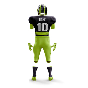 Ensemble d'uniformes de football américain personnalisés pour hommes, manches courtes, noir et vert, 100 % polyester, évacuation de l'humidité, coupe athlétique toutes saisons - Product Image 1