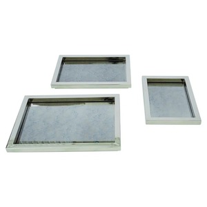 <b>Mirrored</b> Rectangle Storage <b>Trays</b> Set of 3 Minimalist Metal Decorative Organizers for Tabletop Use - Product Image 3