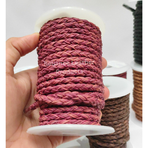 Kanpur Factory 12-Ply Round Braided Leather Cord Premium Full Grain Bovine Cording - Product Image 5