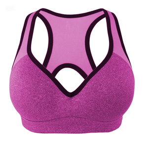 เสื้อชั้นในกีฬาโยคะแบบ Racerback สำหรับผู้หญิง รองรับแรงกระแทกสูง ระบายอากาศได้ดี ไร้โครงเหล็ก แผ่นรองถอดได้ สายปรับได้ คอวี ผ้าตาข่าย - Product Image 3
