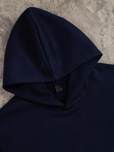 YOURBRAND Unisex Navy Blue Tracksuit Full Sleeve Hooded Casual Wear With Drawstring And Side Pockets Autumn Adult Size - Product Image 5