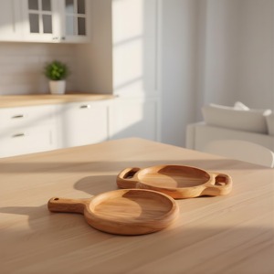 Plateau rond en bois simple, idéal pour la cuisson de pizzas et le service de sandwichs, planche en bois naturel et élégante vaisselle de cuisine en provenance d'Inde - Product Image 5