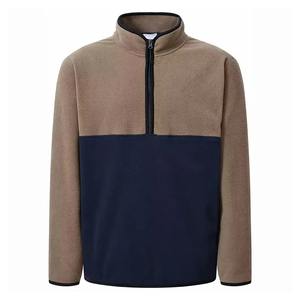 Custom Men's Half Zip Pullover Sweatshirt Fleece Cotton Windbreaker Jacket with Side Pockets Plus Size Wholesale - Product Image 4