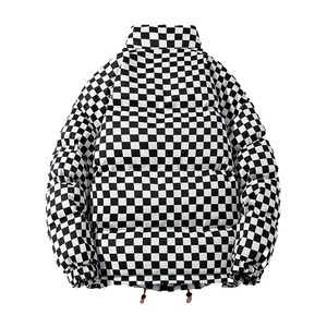 Veste matelassée noire et blanche pour homme, col montant, fermeture éclair, coupe-vent, épaisse, pour l'hiver - Product Image 4
