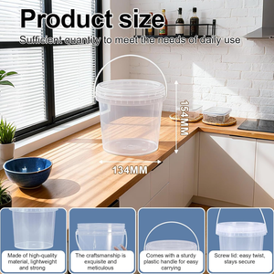 Contenedores de Plástico de Grado Alimenticio, Diseño Moderno, Tapas de Rosca, Asa, Reutilizables, para Almacenamiento de Snacks, Ensaladas, Salsas, Transparentes, Aptos para Congelador, Libres de BPA - Product Image 2