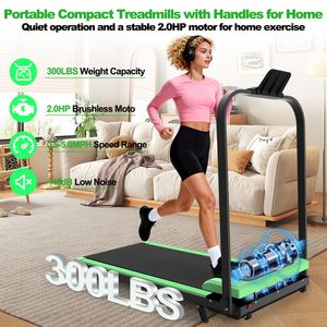 2-in-1 Upgrade Foldable Treadmill with Handle Bar Incline Portable Desk <b>Walking</b> Vibration <b>Pad</b> Remote Control-for Home Exercise - Product Image 2