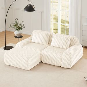 Divano componibile moderno a L da 82 pollici in tessuto flanella, divano oversize a 2 posti con seduta profonda e senza struttura per soggiorno - Product Image 1