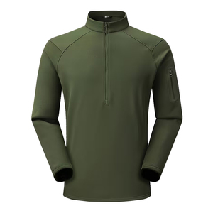 Nouveauté - T-shirts de sport pour hommes à manches longues 3/4 avec fermeture éclair - Séchage rapide et écologiques en polyester/coton - Vêtements de sport - Product Image 1