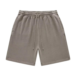 Shorts unisexes en coton vert uni avec cordon de serrage à la taille et poches latérales pour l'été - Product Image 5