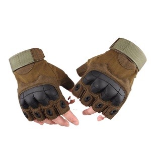 Venta al por mayor guantes tácticos de medio dedo en marrón transpirable duro nudillo guantes de deportes al aire libre con logotipo personalizado hecho de microfibra - Product Image 1
