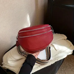 Bolsa de Hombro de Cuero con Doble Cierre y Correa Ancha para el Hombro, Estilo Simple y Elegante, Ideal para el Uso Diario - Product Image 5