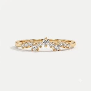 Custom 10K 14K 18K Gold <b>Ring</b> Eternity Real Lab Grown Diamond Wedding <b>Rings</b> Curved Diamond Wedding Band Tiara Crown <b>Stacking</b> <b>Ring</b> - Product Image 5