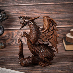 Sculpture de dragon de luxe en bois dur naturel, statue d'art de dragon personnalisée, fabricant de décoration de dragon chinois traditionnel en bois - Product Image 5