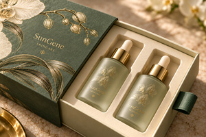 Boîte d'emballage personnalisée pour soins de la peau, avec ruban, pour sérum d'orchidée de jade, format duo - Product Image 4