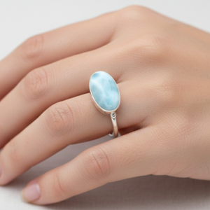 <b>Top</b> quality Blue Larimar Gemstone Ring 925 Sterling Silver <b>Rose</b> Gold Yellow Gold Plated Handmade Statement Oval Ring Jewelry her - Product Image 6
