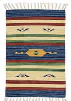 Tapis en coton tissé à la main, motif floral moderne, lavable en machine, écologique, multicolore, avec envers réversible, pour le camping, la maison et les voyages