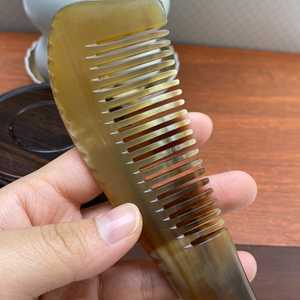 Handcrafted Natural Buffalo Horn <b>Comb</b> - Thick <b>Wide</b> Tooth Anti-Static Hair Brush - Portable Scalp Massage & Fine Pocket Grooming - Product Image 5