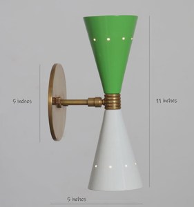 Applique murale moderne du milieu du siècle, forme géométrique en laiton vert et blanc, pour décoration intérieure de salon - Product Image 4