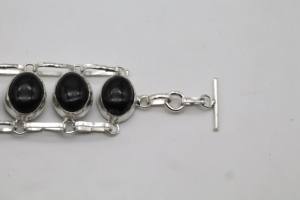 Black Spinel German <b>Silver</b> Adjustable <b>Bracelet</b> Natural Black Spinel Gemstone <b>Cuff</b> Handmade Fashion Jewelry - Product Image 4