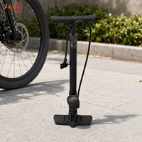 Jinta Multi Valve Floor Tire Inflator Built in Psi Bar Pressure Gauge Plastic Foot Pedal Bike Motorcycle Scooter Pump