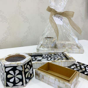 Élégant luxe perle Mubkhar ensemble fait à la main nacre incrustation porte-encens parfait pour Ramadan Eid arabe cadeau spécial - Product Image 3