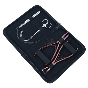 Hair <b>Extension</b> Tools Kit with Hand-Tied Weft Needles 7 Inch Flat <b>Bead</b> Crimper Extraction Removal Plier High Grade Beauty Tools - Product Image 1