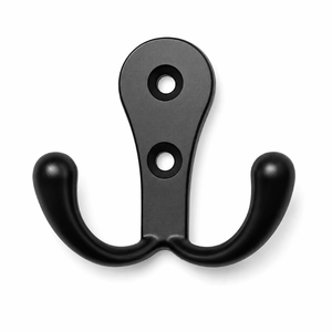 Premium <b>Black</b> Metal Double Wall <b>Hook</b> Heavy Duty Coat Hanger Wall Mounted Clothes Organizer for Bedroom Bathroom Home Storage - Product Image 1