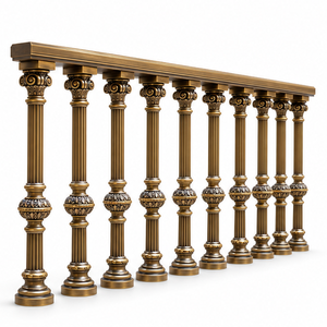 Rampe d'escalier en métal bronze décoratif avec balustres cannelés pour villas, hôtels et grands intérieurs élégants - Product Image 4