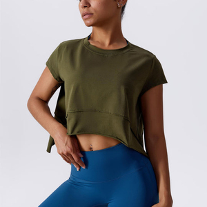 Sudadera/Camiseta de Algodón Vintage OEM Personalizada para Mujer, Cuello Redondo, Corte Grueso, Bajo sin Rematar, Estilo Oversize y Corto, Colección Otoño - Product Image 2