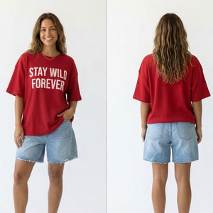 T-shirts pour femmes à col rond en tricot gaufré 100% coton imprimé coupe ample à manches courtes Streetwear T-shirts oversize d'été pour femmes - Product Image 5