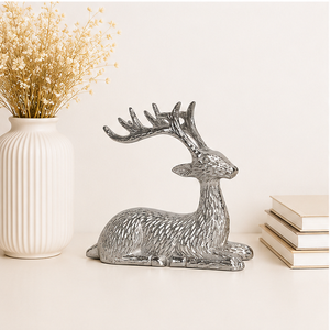 Elegant Metal Reindeer Sculpture Polished Silver Deer Figurine For Winter Festive Christmas Decorations Luxury <b>Hand</b>-<b>Cast</b> Animals - Product Image 2