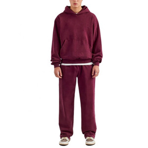 Ensemble de survêtement streetwear pour homme en molleton de coton, coupe évasée, personnalisable OEM, avec pantalon de jogging évasé et sweat à capuche - Product Image 4
