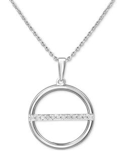 Collana pendente con barra a cerchio di diamanti 18 "(1/10 ct. T. w.) in argento Sterling o argento Sterling placcato oro 14k | Macacy's - Product Image 1