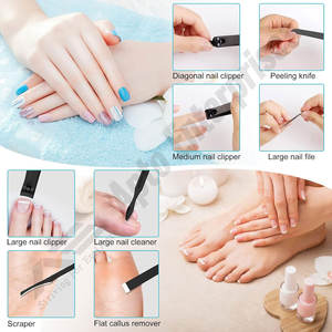Coupe-ongles en acier inoxydable Kit de pédicure Lime à ongles Ciseaux pointus Bleu ou gris 25 pouces Ensembles de coupe-ongles de haute précision - Product Image 3