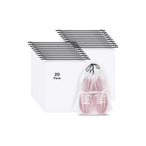 Bolsas de Viaje Transparentes para Zapatos, Paquete de 20, Impermeables, Portátiles, con Cordón, para Empacar Zapatos, 15.7 x 11.8 Pulgadas - Product Image 1