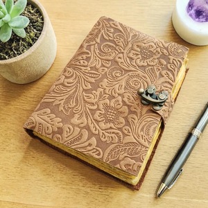 Embossed <b>Leather</b> Journal Deckle Edge Diary 6Travel Sketchbook - Product Image 2