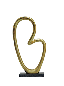 <b>Gold</b> Abstract Aluminium Sculpture - Modern Heart & Fluid Loop Tabletop Decor - Product Image 3