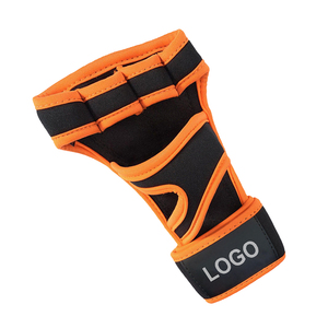 Gants de fitness en néoprène à demi-doigts avec sangle de poignet réglable, antidérapants, pour la musculation en salle de sport, unisexe, noir et orange - Product Image 2