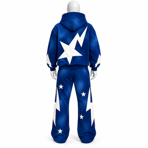 Ensemble de survêtement à capuche AMSEC INDUSTRY personnalisé avec strass imprimés, effet délavé, style streetwear, couleur unie, décontracté, longueur intégrale, 100 % coton - Product Image 5