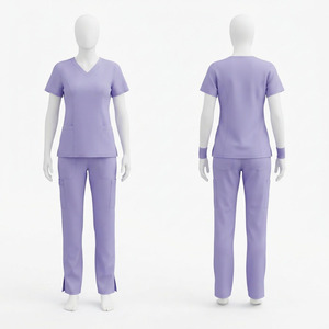 Uniforme Médico Unisex Premium de 180 GSM, Poliéster y Spandex Elástico, Cuello en V, Pantalones Cargo, Color Verde Azulado - Product Image 1