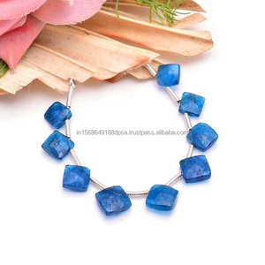 Coeur touchant belle apatite bleu néon naturel à facettes coussin forme perles de pierres précieuses brin utilisation pour la fabrication de meilleurs bijoux - Product Image 2
