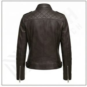 เสื้อแจ็คเก็ตหนังถักสำหรับผู้หญิง คอปกแบบใหม่ ระบายอากาศได้ดี แฟชั่นฤดูหนาว คุณภาพสูง รับผลิตตามแบบ สวมใส่สบาย บริการ OEM - Product Image 3